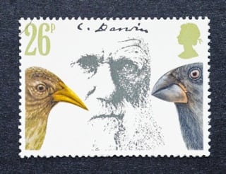 charles darwin on a stamp