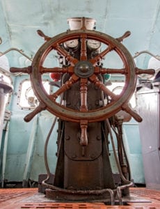 A ship's wheel depicting steering students using performance based assessment.